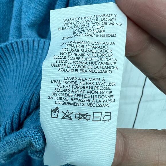 CAbi XXS Blue Silk Blend Sweater sweatshirt short sleeve pullover knit womens - Picture 7 of 8